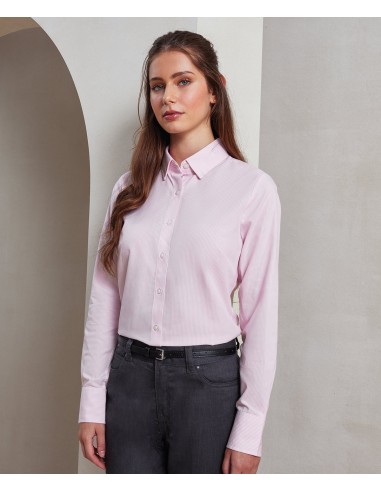 PRE-PR338-Womens Cotton Rich Oxford Stripes Shirt
